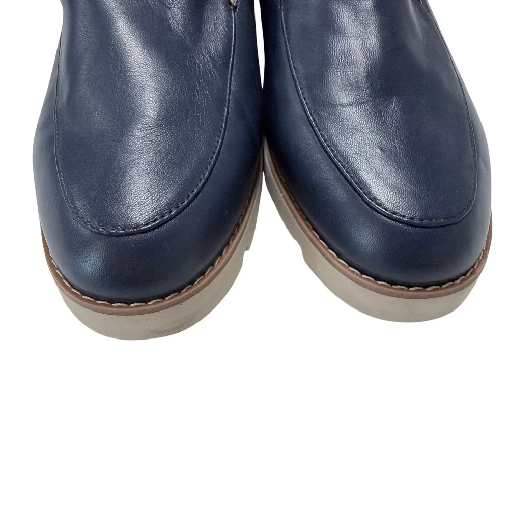 Vionic‎ Kensley Navy Nappa Leather Lug Sole Platform Loafers Womens 8.5